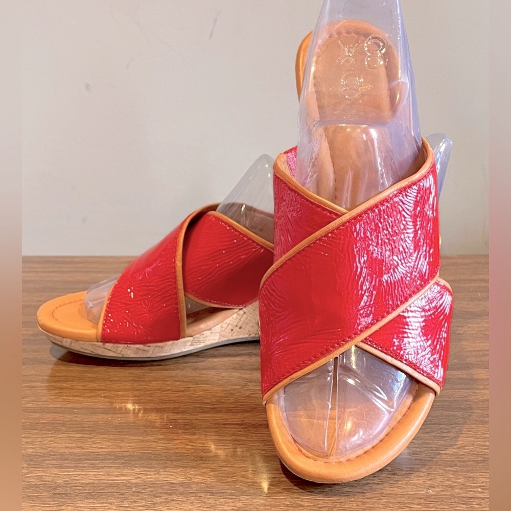 Cole Haan ‘Air Britney Slide’ Red Patent Leather Wedge Sandals, Size 8